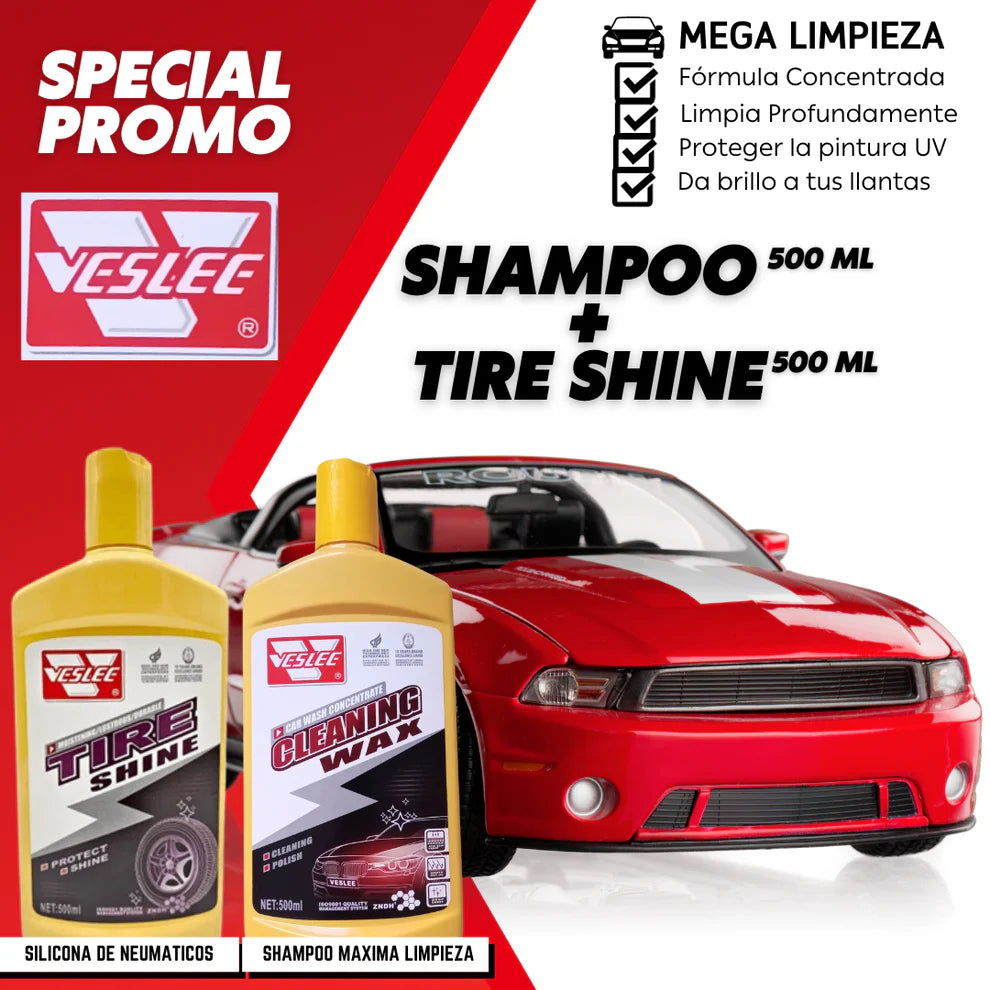 LIMPIEZA TOTAL: SHAMPOO + BRILLO PARA LLANTAS
