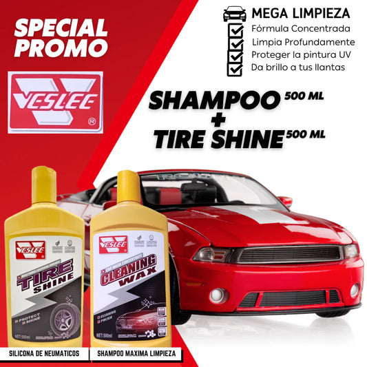 LIMPIEZA TOTAL: SHAMPOO + BRILLO PARA LLANTAS