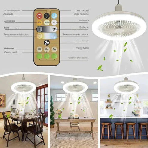VENTILADOR CON LAMPARA LUZ LED